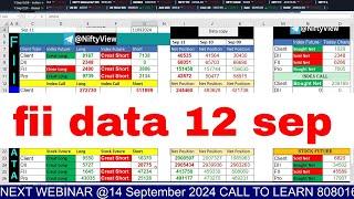 FII DII Data Analysis For Tuesday 12 sep  FII F&O Data analysis tomorrow  finnifty expiry option