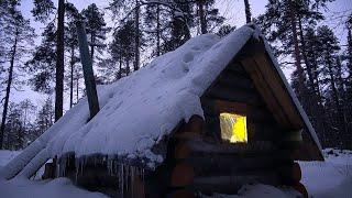 HUNTER'S LIFE IN A SMALL LOG CABIN. OFF GRID