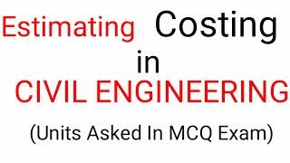 Best MCQ from Estimating and costing for SSC JE civil || Gyan Tokri