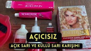 Açıcısız Açık Sarı ve Küllü Açık Sarı Karışımı Dip Boya, Loreal Paris 10, Dip Boya,