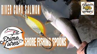 Coho Salmon Shore Fishing with Prime Lures Spoons on Tidal Fraser River