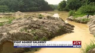 Fight Against Galamsey: Illegal miners block river Ankobra, turn it into a stagnant pool. #AMShow