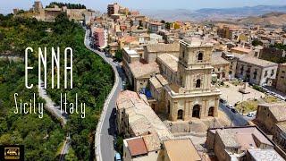  4K drone video of Enna, Sicily, Italy.