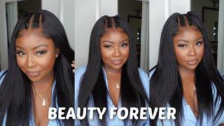 *NEW* EASY INSTALL BYEBYE KNOTS WIG YAKI STRAIGHT WIG WITH BRAID LACE STYLE | BEAUTYFOREVER HAIR