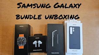 Samsung Galaxy bundle unboxing. Samsung Galaxy S25 Ultra, Galaxy Buds Pro 3, Galaxy watch ultra