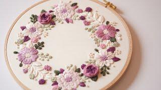 Purple wreath-embroidery tutorial for beginners