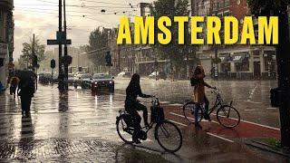  Heavy Thunderstorm in Amsterdam 4K Walking Tour 2024