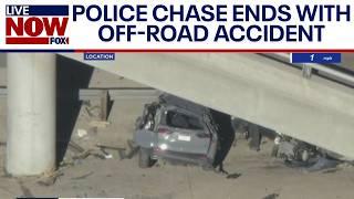 WATCH: High-speed police chase ends with brutal off-road accident