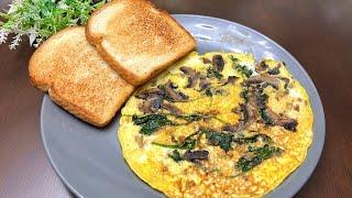 2 Eggs With Mashrooms and Spinach! Quick breakfast in 5 minutes! Easy and delicious omelette recipe!