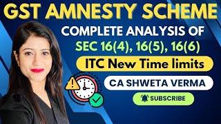 Analysis of Sec 16(4), 16(5), 16(6) of CGST | ITC new time limit | GST Amnesty Scheme | GST change |