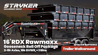 16' Roll Off Package 16' RDX GN Roll Off Base (2) 8k Axles, (3) 16' x 4' Wall Bins - Black