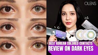 Best Korean Colored Contacts Review on dark eyes