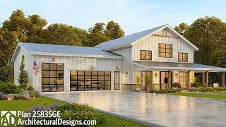 Modern Farmhouse Barndominium Walkthrough Tour - House Plan 25835GE | Architectural Designs