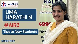 #AIR3 - UMA HARATHI N | UPSC 2022 TOPPER | Part -10 | ANALOG IAS ACADEMY