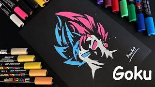 Drawing Goku Super Saiyan like a Pro with Posca Markers  ! Most Satisfying Video