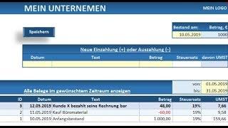 Excel Tool für Kleinunternehmen: Kassenbuch