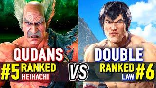 T8  QUDANS (#5 Ranked Heihachi) vs DOUBLE (#6 Ranked Law)  Tekken 8 High Level Gameplay