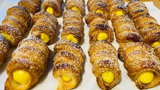 Cannoli alla crema facilissimi e veloci usando le canne di bambù￼