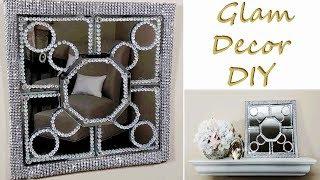 Dollar Tree DIY Glam Geometric Mirror Bling Wall Decor