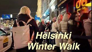 Helsinki City Centre Winter 4K Walking Tour  | Helsinki Finland  | SLOW TV