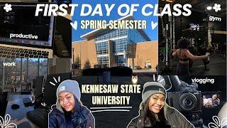 First Day of Class: Spring Semester 2024 | GRWM, gym, work, vlog