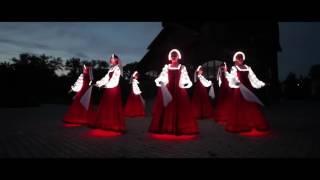 Russian folk dance in Siberia. Artists of LED show "CARE"