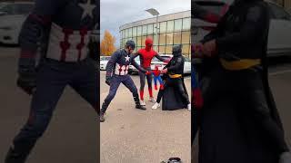 Batman and Captain America scared Spider-Man very funny#shorts