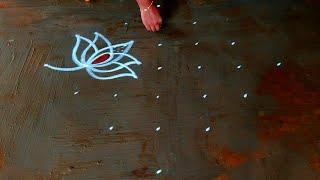 Aadi madham easy poo kolamAadivelli lotus kolamEasy kolamFriday rangoli kolamPandaga muggulu new