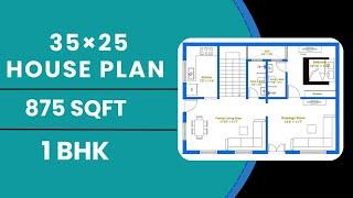 35*25 House Plan | 35 x 25 House Design | 900 sqft house plan