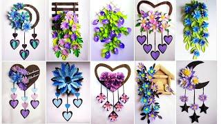 10 best paper craft for home decoration|| paper flower wallhanging/wallmate || blue, purple colour