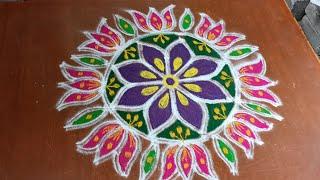 Easy rangoli / Lotus rangoli / Double stroke rangoli