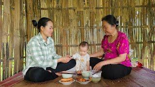 The officer's mother visited the single mother and the meal was very warm.