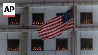 Candles lit outside US consulate in Hong Kong on 35th Tiananmen anniversary