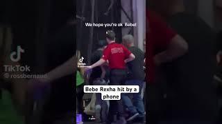 Bebe Rexha’s reaction to being hit by a phone!