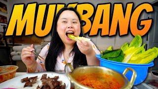 NEW Shin Ramen Stir Fry Noodles + Steak + Lettuce Wrap Mukbang 먹방 Eating Show *MY FAVORITE!!!*