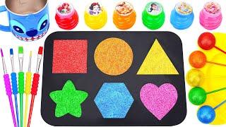 Satisfying Video l How To Make Rainbow Mixing Color Lollipop Candy and 6 Glitter Slime Cutting ASMR