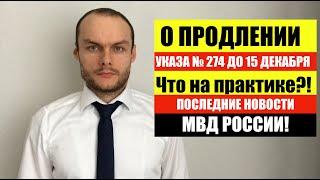 О ПРОДЛЕНИИ УКАЗА 274 ДО 15 ДЕКАБРЯ. ЧТО НА ПРАКТИКЕ? МВД РОССИИ. Миграционный юрист.  адвокат