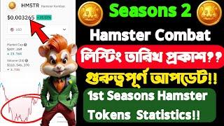 Hamster Combat Season 2 Listing Date। Hamster Season 2 Update। Hamster season 1 token statistics।।