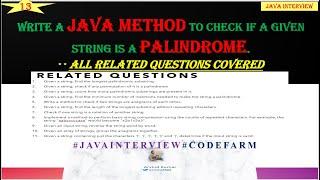 Check Palindrome in Java Using Different Approaches| Java Interview QnA | Codefarm #javainterview