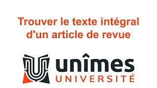 [Recherche] Trouver le texte intégral d'un article de revue