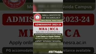 #BITNoida invites #applications for #admission in its #MBA and #MCA programmes