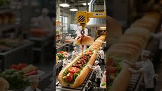 "Miniature Chefs Build a Giant Hotdog in a Crazy Conveyor Line!" #minichef #miniatureworkers