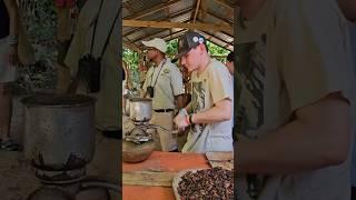 Grinding Coffee in the village of Dominican Republic  #village #life #shorts #authentic