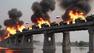 Just arrived in Kursk! Russian Allied convoy attacked by Ukrainian forces on the bridge