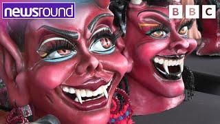 Cake, giant masks and apples in a bath! | Strange News | Newsround