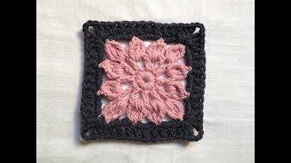 How to Crochet a Square Flower Motif Pattern #85│by ThePatternFamily