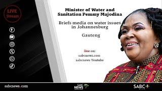 Minister Pemmy Majodina briefs the media on water supply challenges