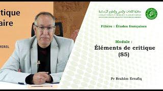 Pr Brahim Errafiq : Éléments de critique (S5)