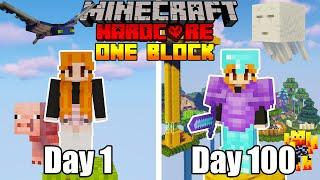 I Survived For 100 Days Of HARDCORE Minecraft In ONE BLOCK Skyblock... Here's What Happened