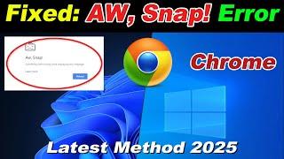 How to Fix AW, Snap! Error In Google Chrome Browser | Windows 10 or 11 | Laptop or PC